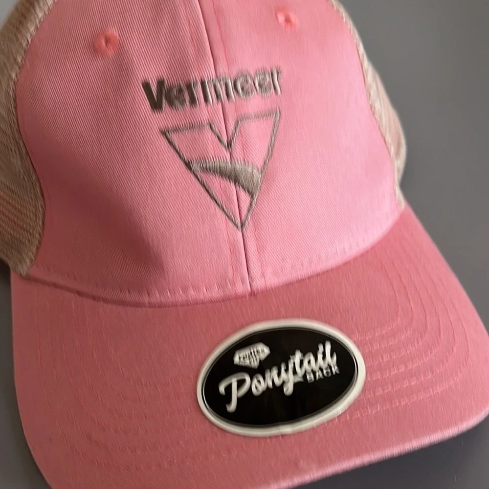 Vermeer Agricultural Equipment Pink Ladies Hat Cap Adjustable Ponytail Back NWOT